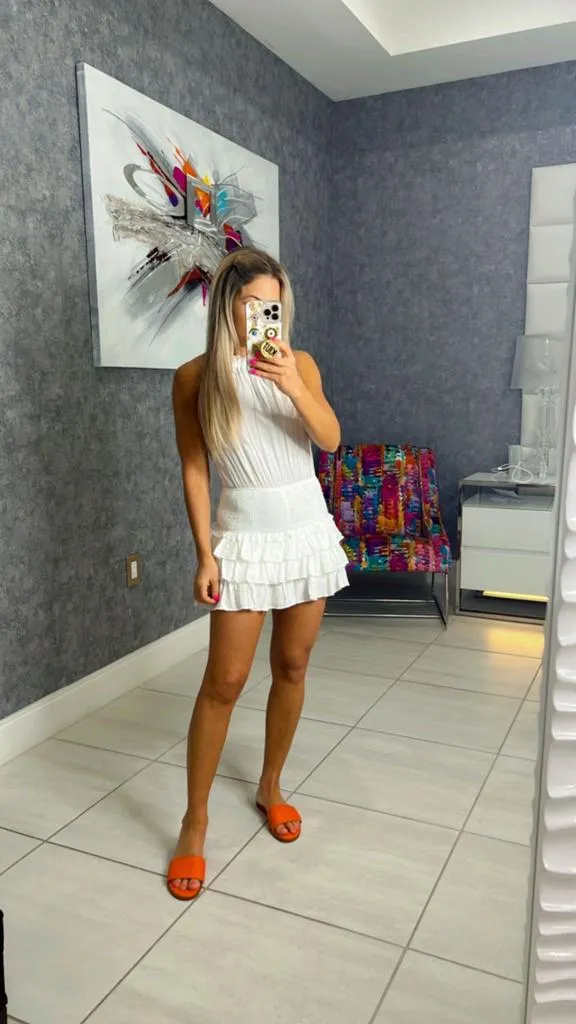 614R Halter neck lovely ruffled romper