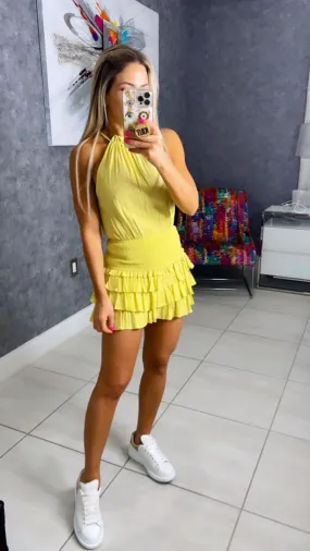 614R Halter neck lovely ruffled romper