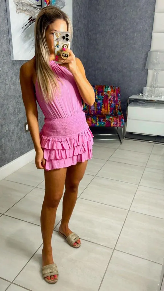 614R Halter neck lovely ruffled romper