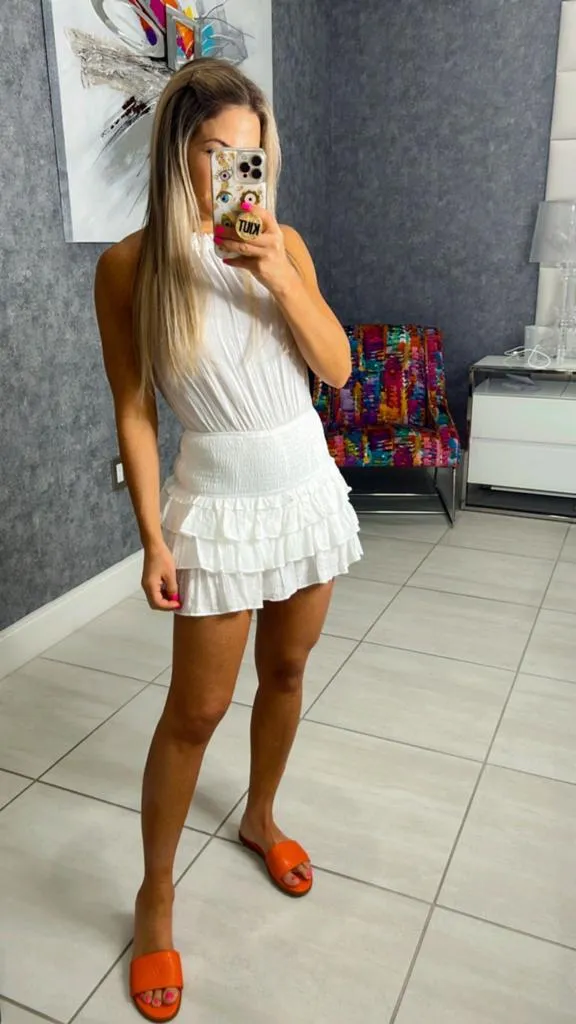 614R Halter neck lovely ruffled romper