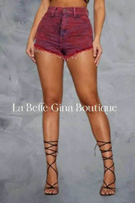 BENITA high rise denim short camouflage print jeans.