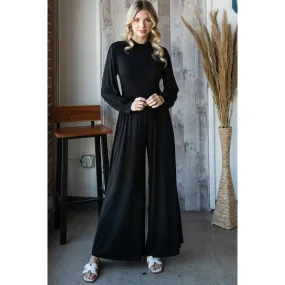 Black Mock Neck Wide Leg Jumpsuit