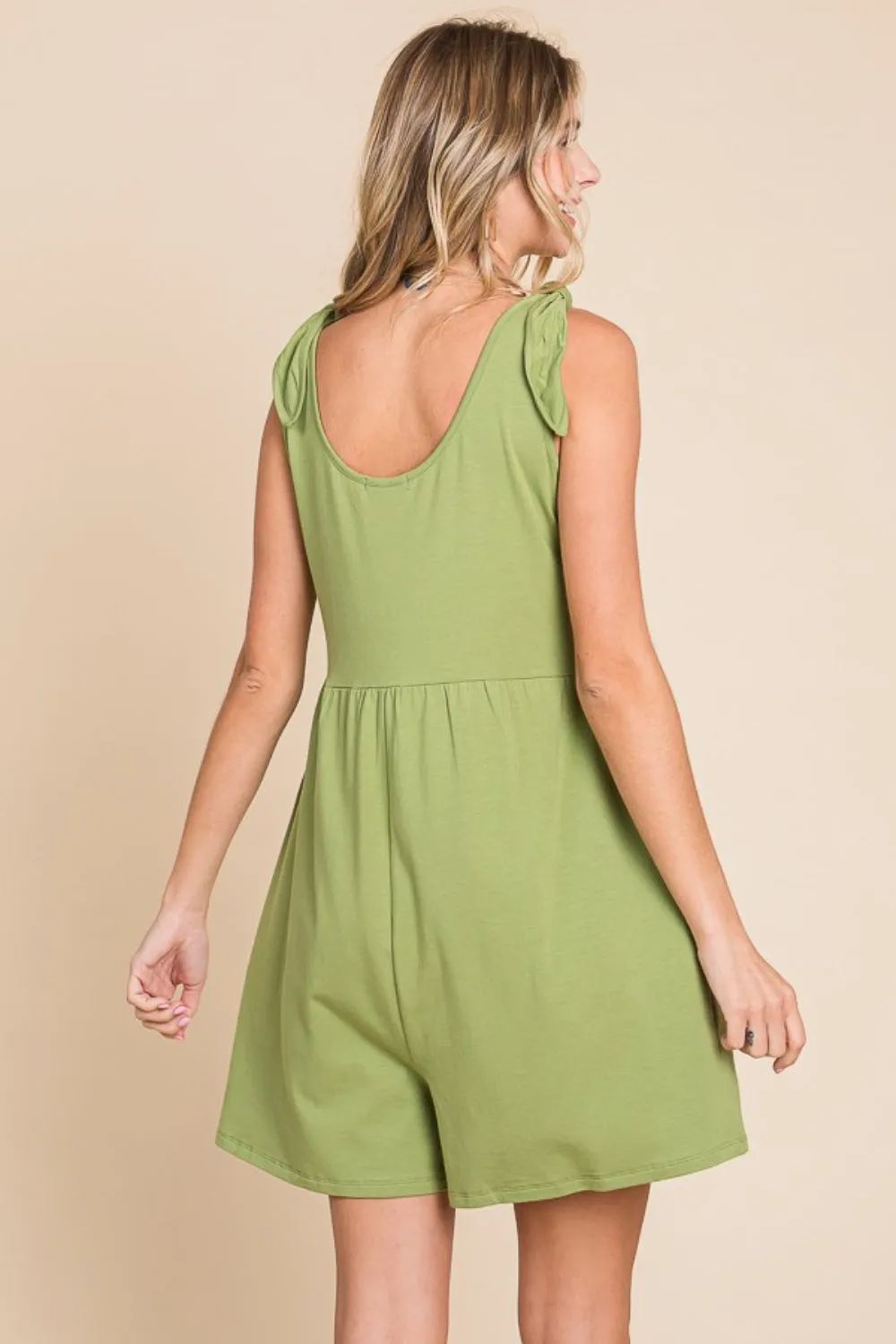 Blue Zone Planet |  Culture Code Full Size Shoulder Knot Baggy Romper