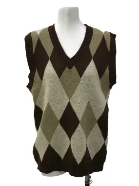 Brown Argyle Knitted Vest