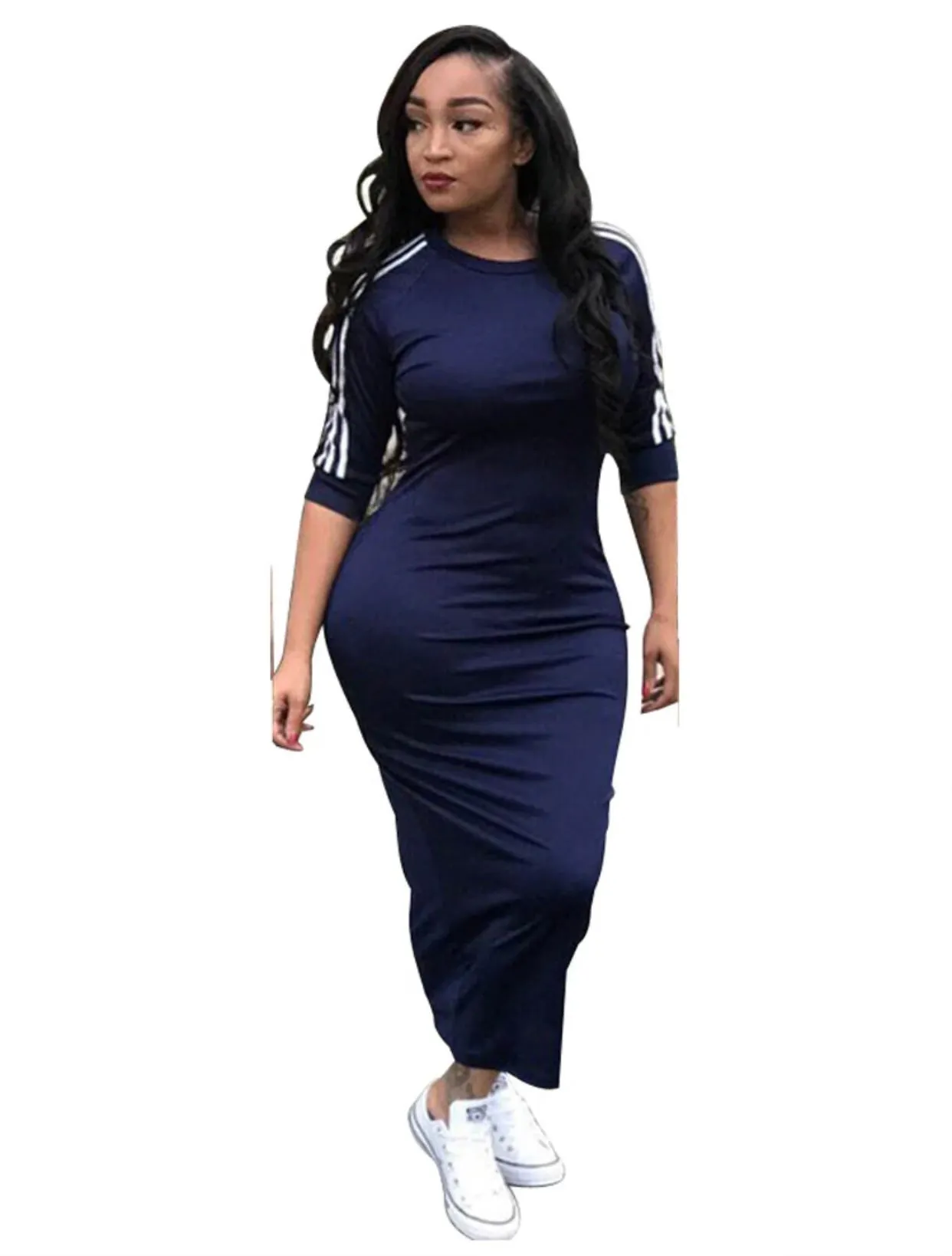 Casual Midi Bodycon w Stripe