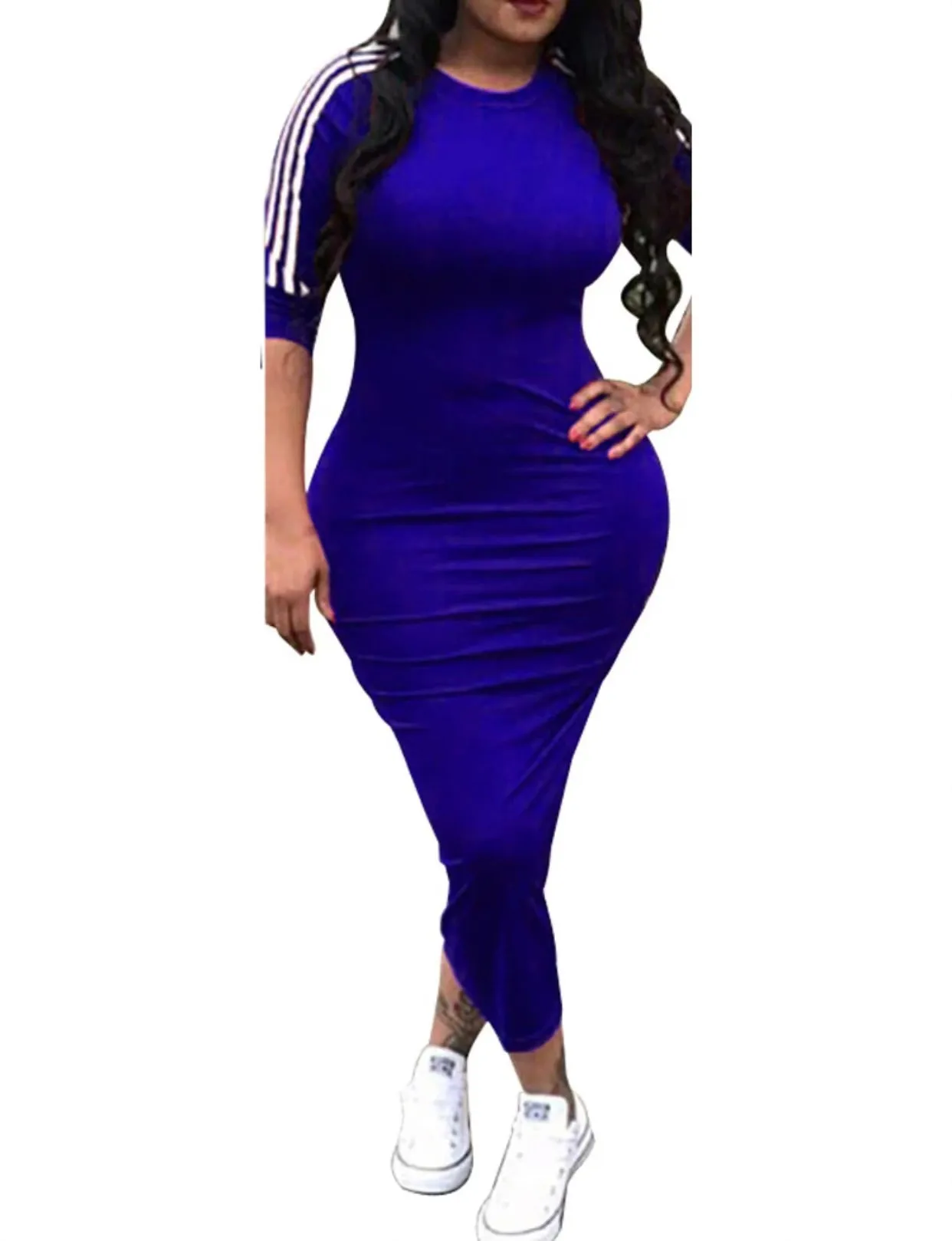 Casual Midi Bodycon w Stripe