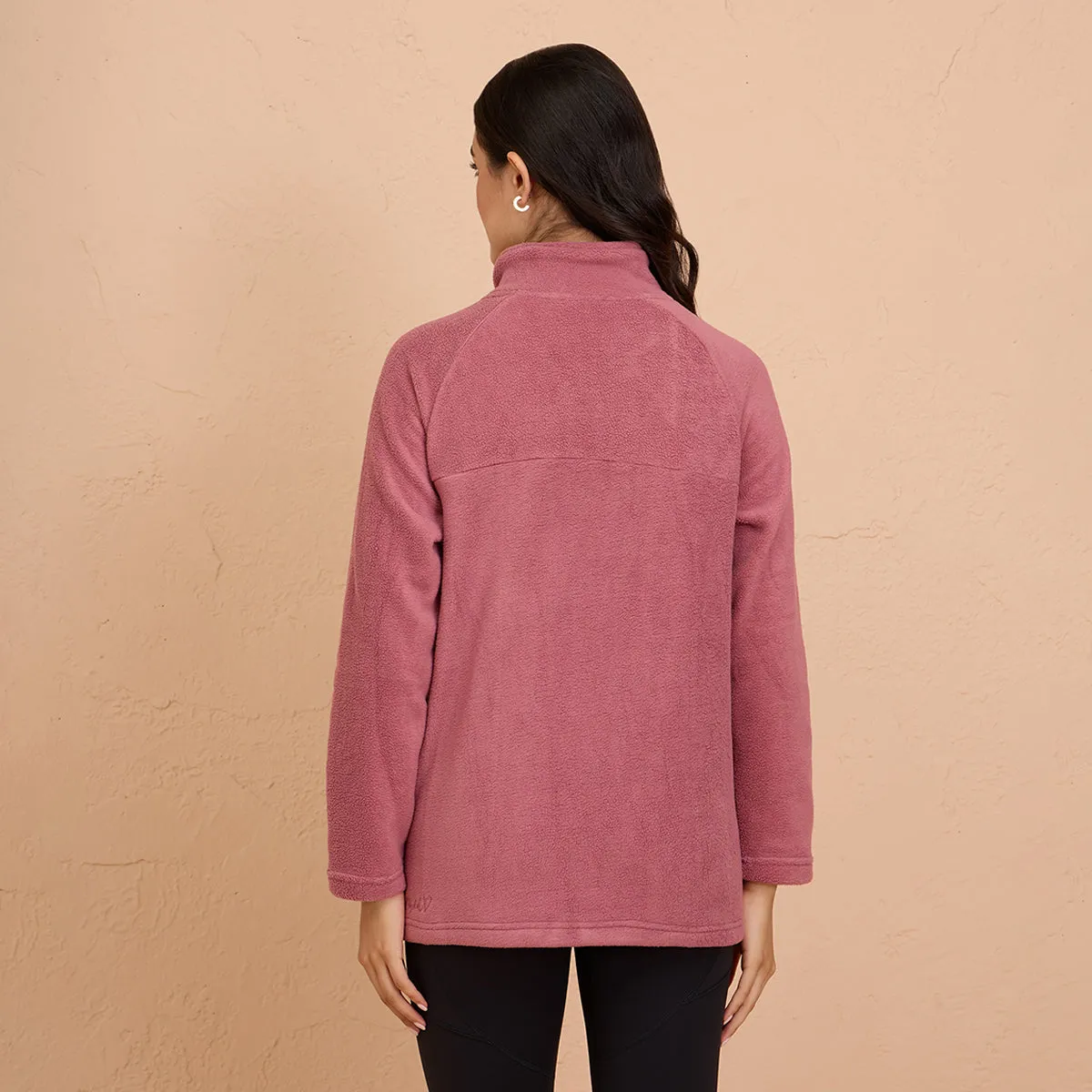 Cozy Sherpa Jacket with Zippered Front-NYLE701-Pink