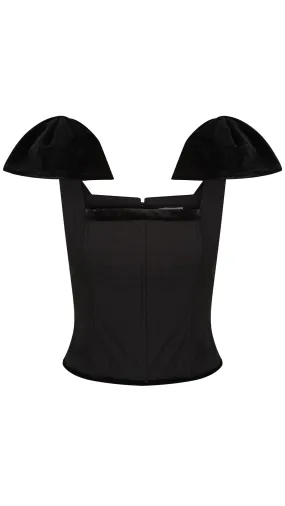 Crescent Black Corseted Top