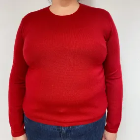 Crimson Red Cashmere Crew Neck Jumper Extra Large