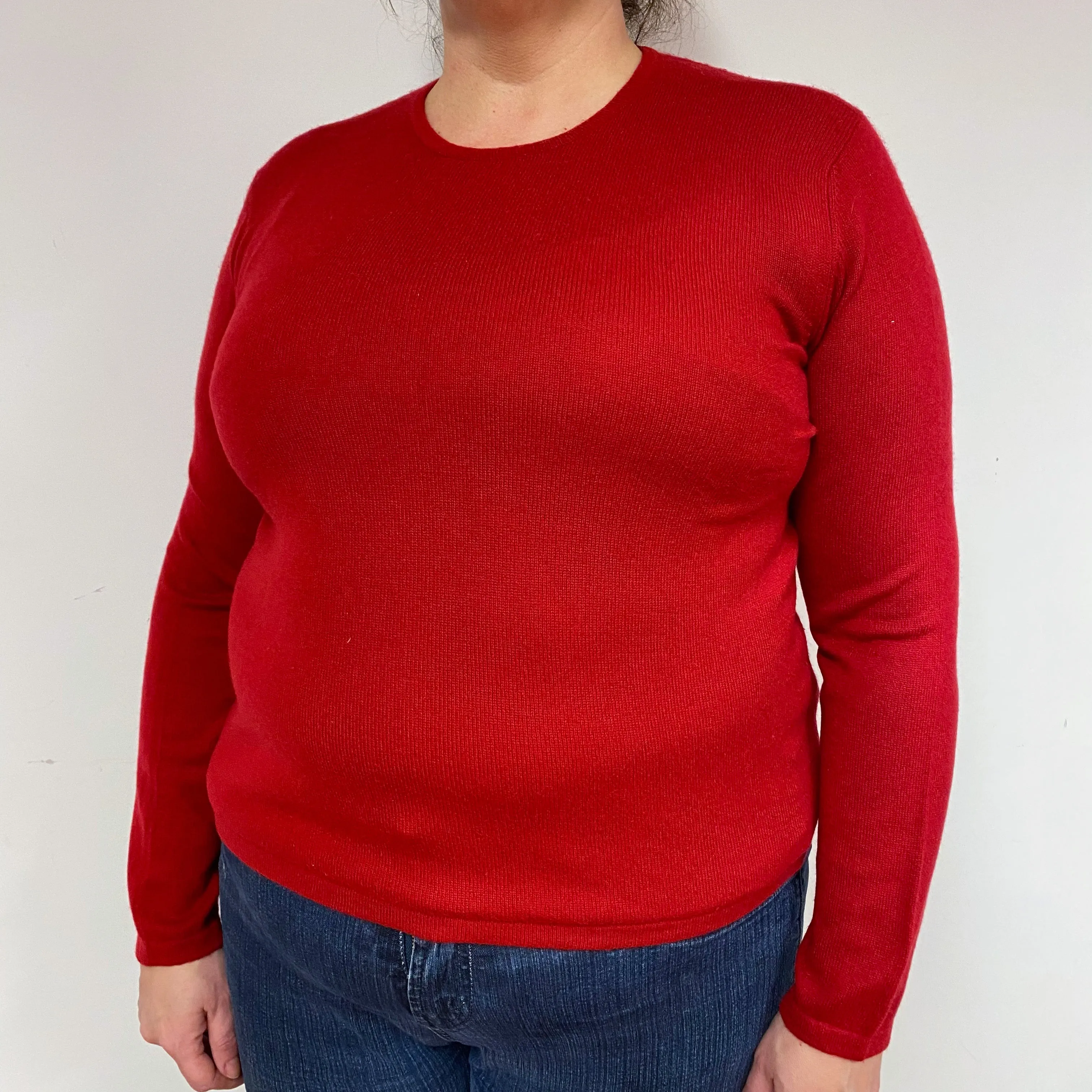Crimson Red Cashmere Crew Neck Jumper Extra Large