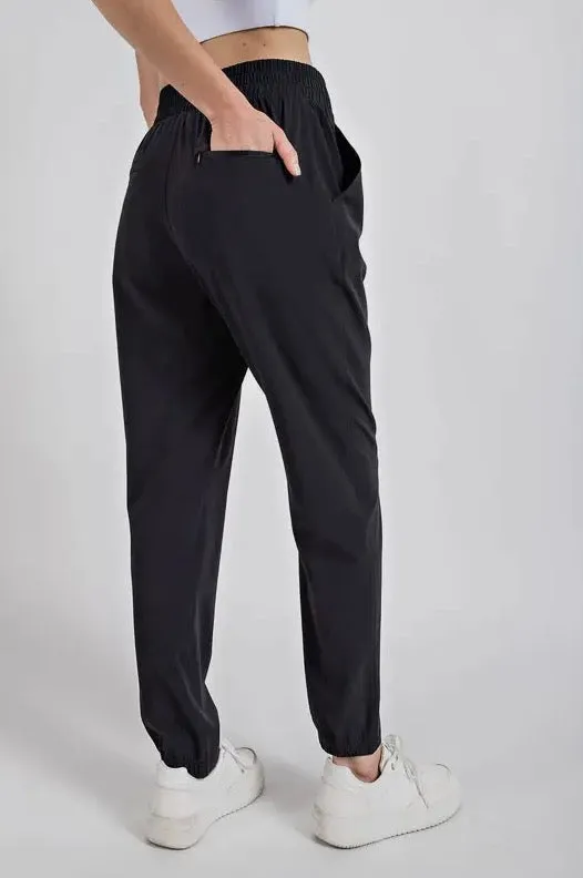 Crinkle Woven Straight Joggers