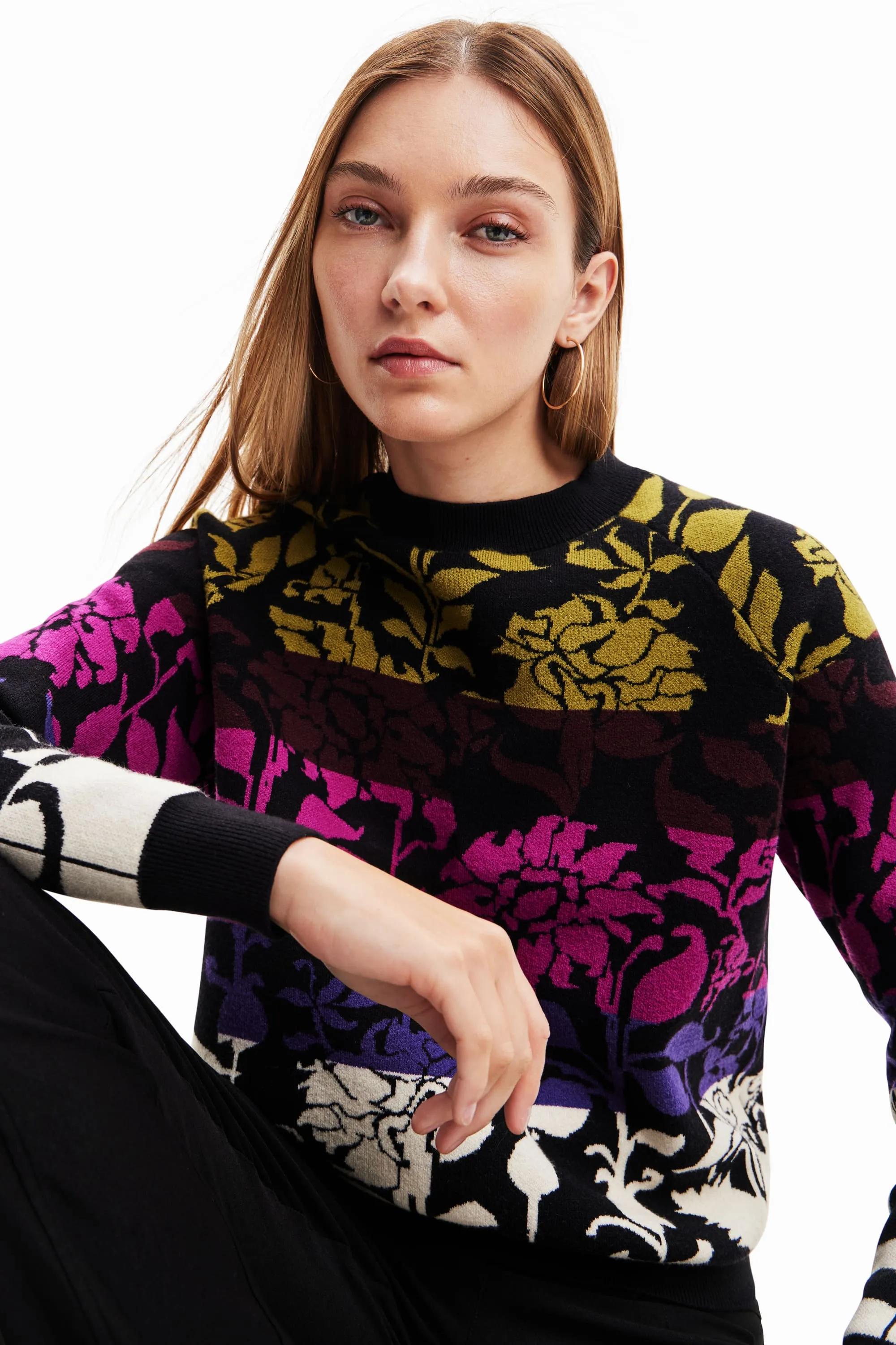 Desigual Tajo Tiered Multicoloured Floral Jumper 23WWJF05