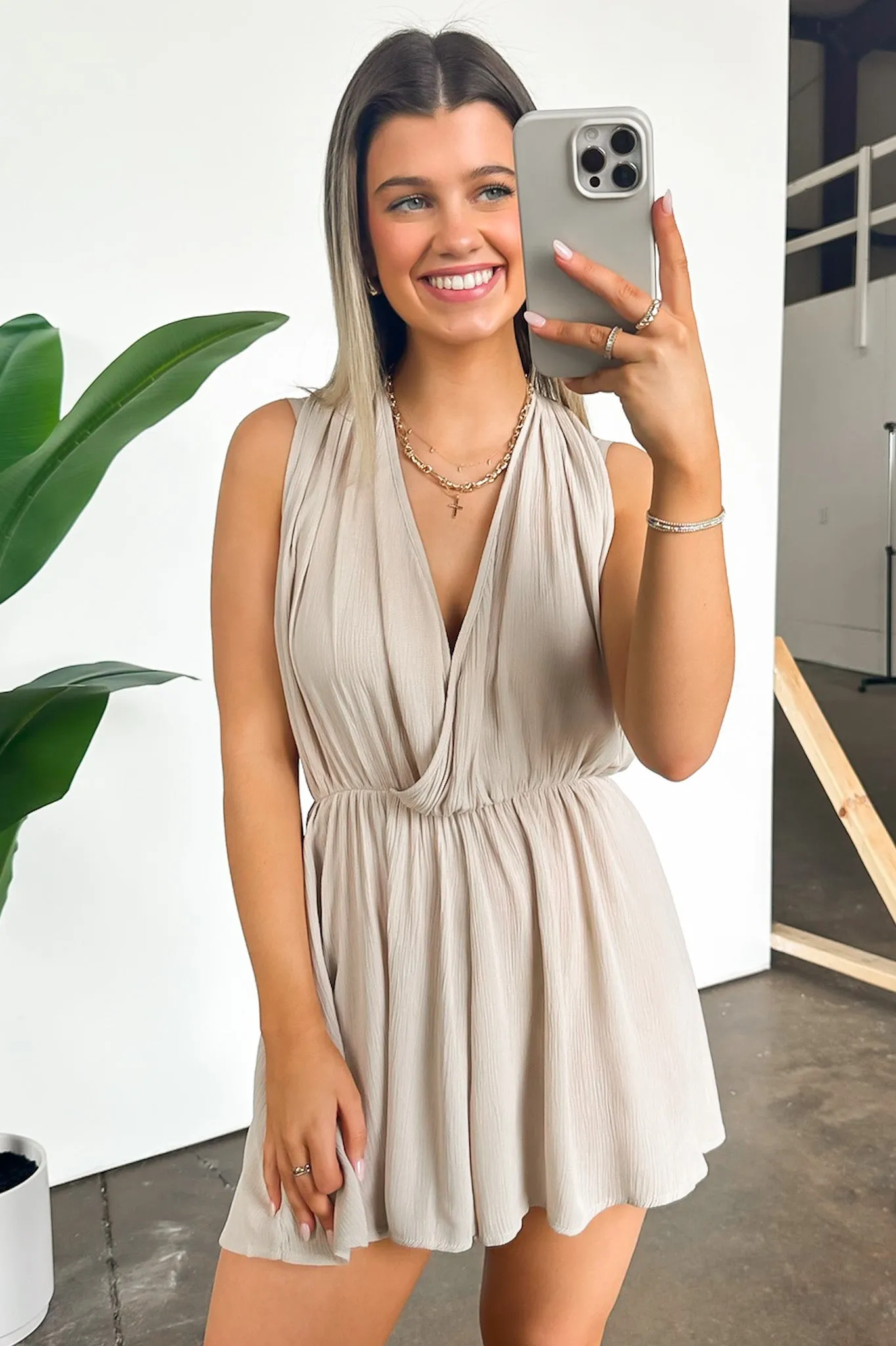 Dignified Beauty Draped Tie Back Romper - FINAL SALE