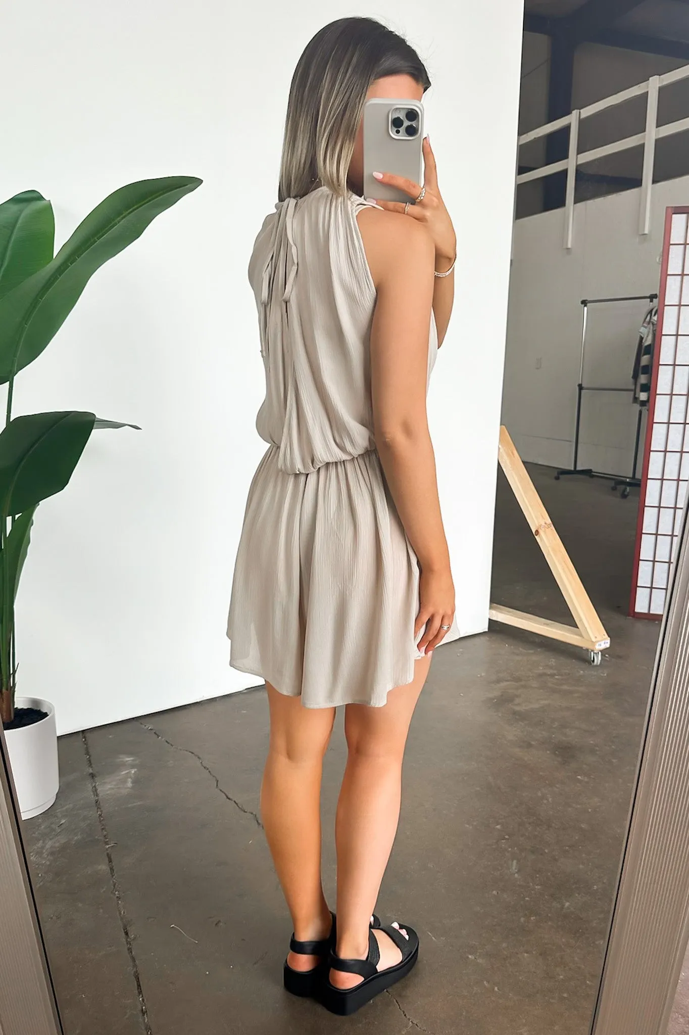 Dignified Beauty Draped Tie Back Romper - FINAL SALE