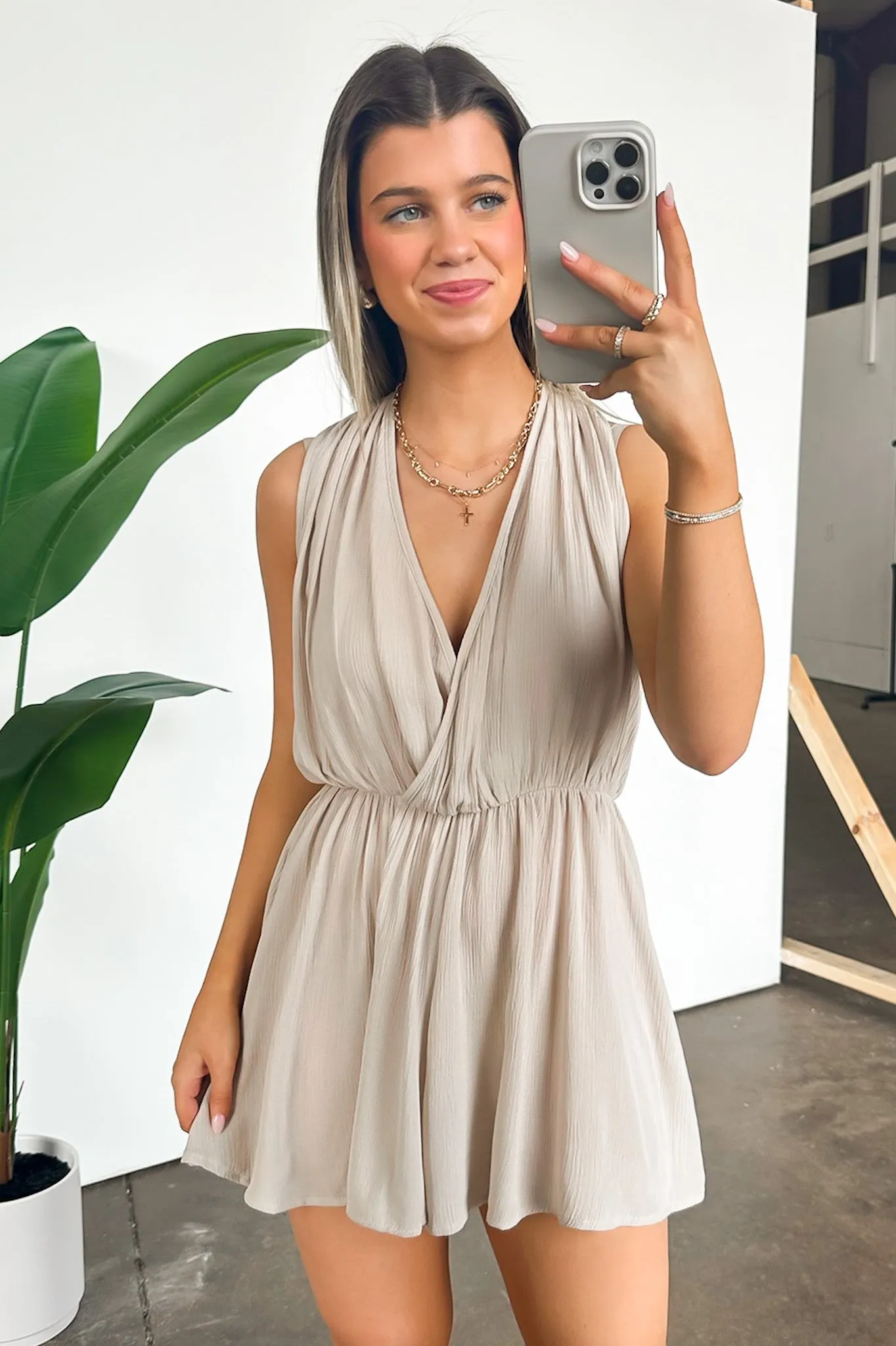 Dignified Beauty Draped Tie Back Romper - FINAL SALE