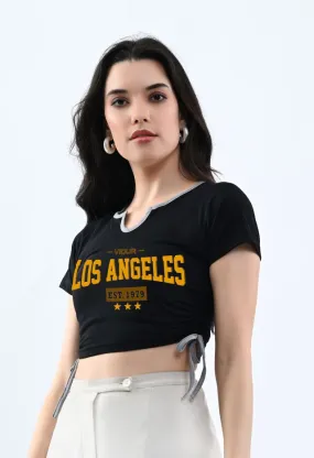 Elegant Black Typography Crop Top