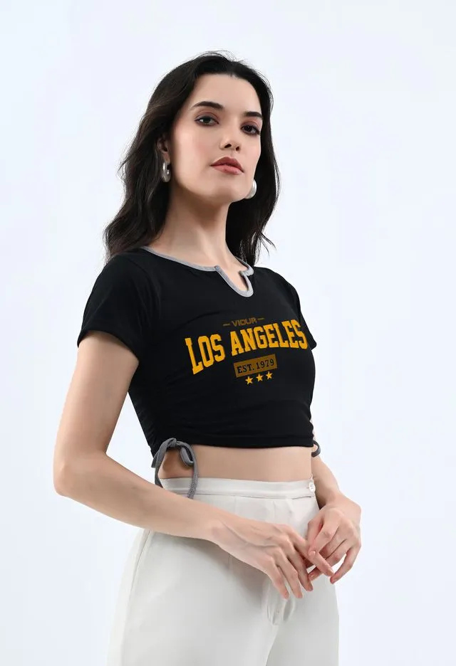 Elegant Black Typography Crop Top