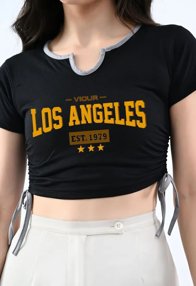 Elegant Black Typography Crop Top
