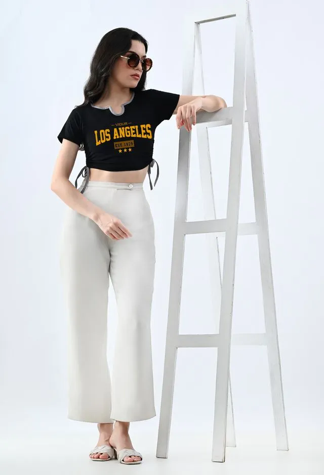 Elegant Black Typography Crop Top