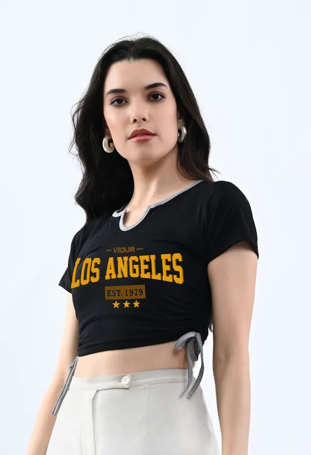 Elegant Black Typography Crop Top