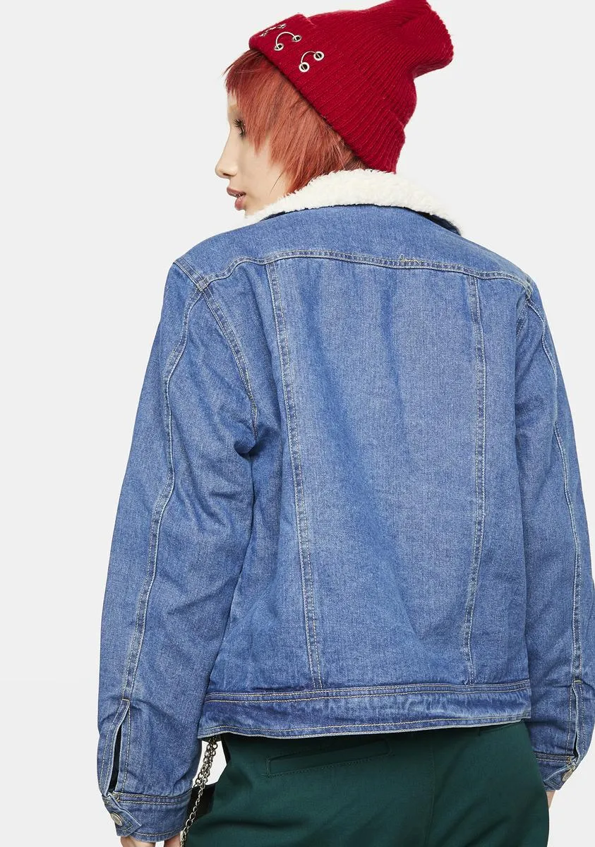 Faux Sherpa Lined Denim Jacket