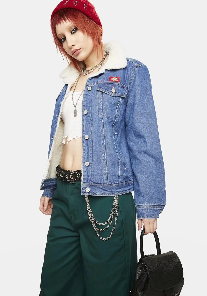 Faux Sherpa Lined Denim Jacket