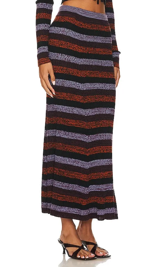 Ganni Sprayed Maxi Skirt in Red, Lavender