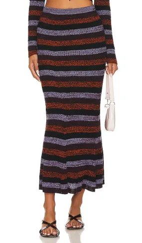 Ganni Sprayed Maxi Skirt in Red, Lavender
