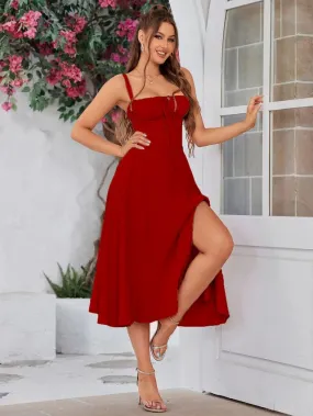 Glamorous Red Sleeveless Fit & Flare Dress