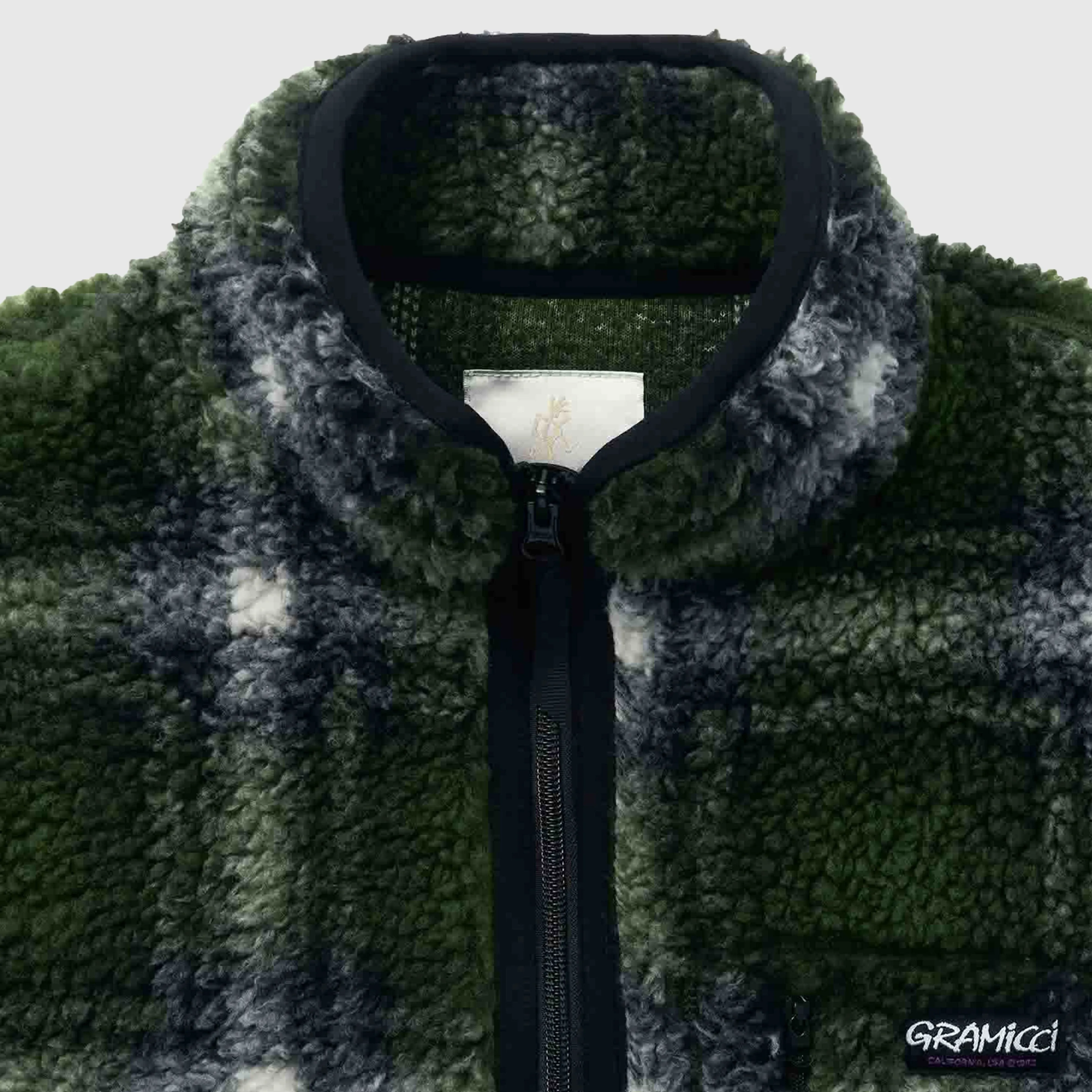 Gramicci Shadow Plaid Sherpa Jacket - Olive Shadow Plaid