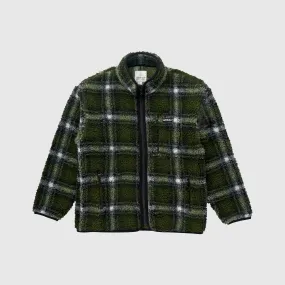 Gramicci Shadow Plaid Sherpa Jacket - Olive Shadow Plaid