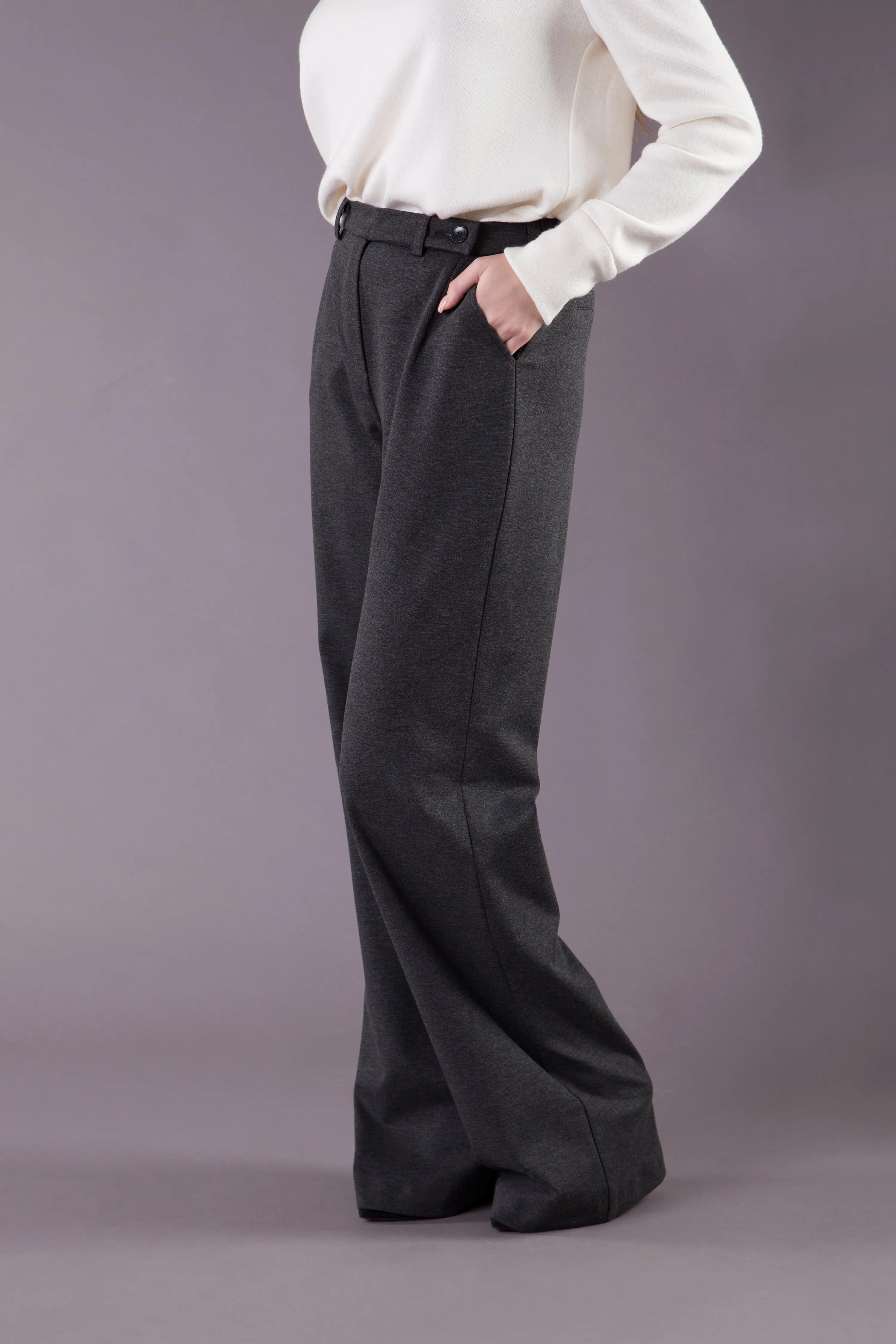 Gray Wide Leg Trousers