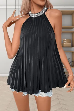 Halter Neck Pleated Tank Top