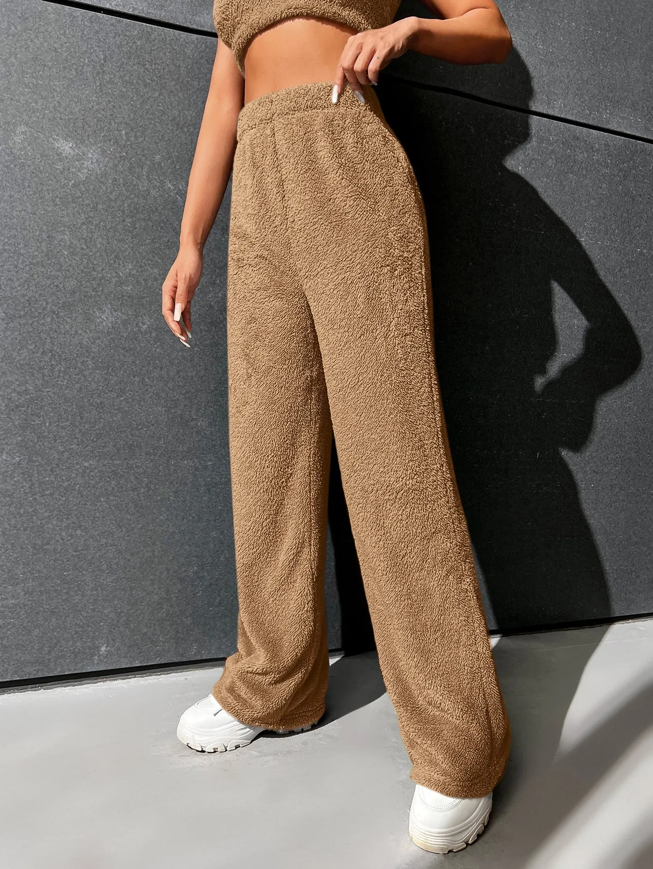 High Waist Flannel Straight Leg Pants FW22
