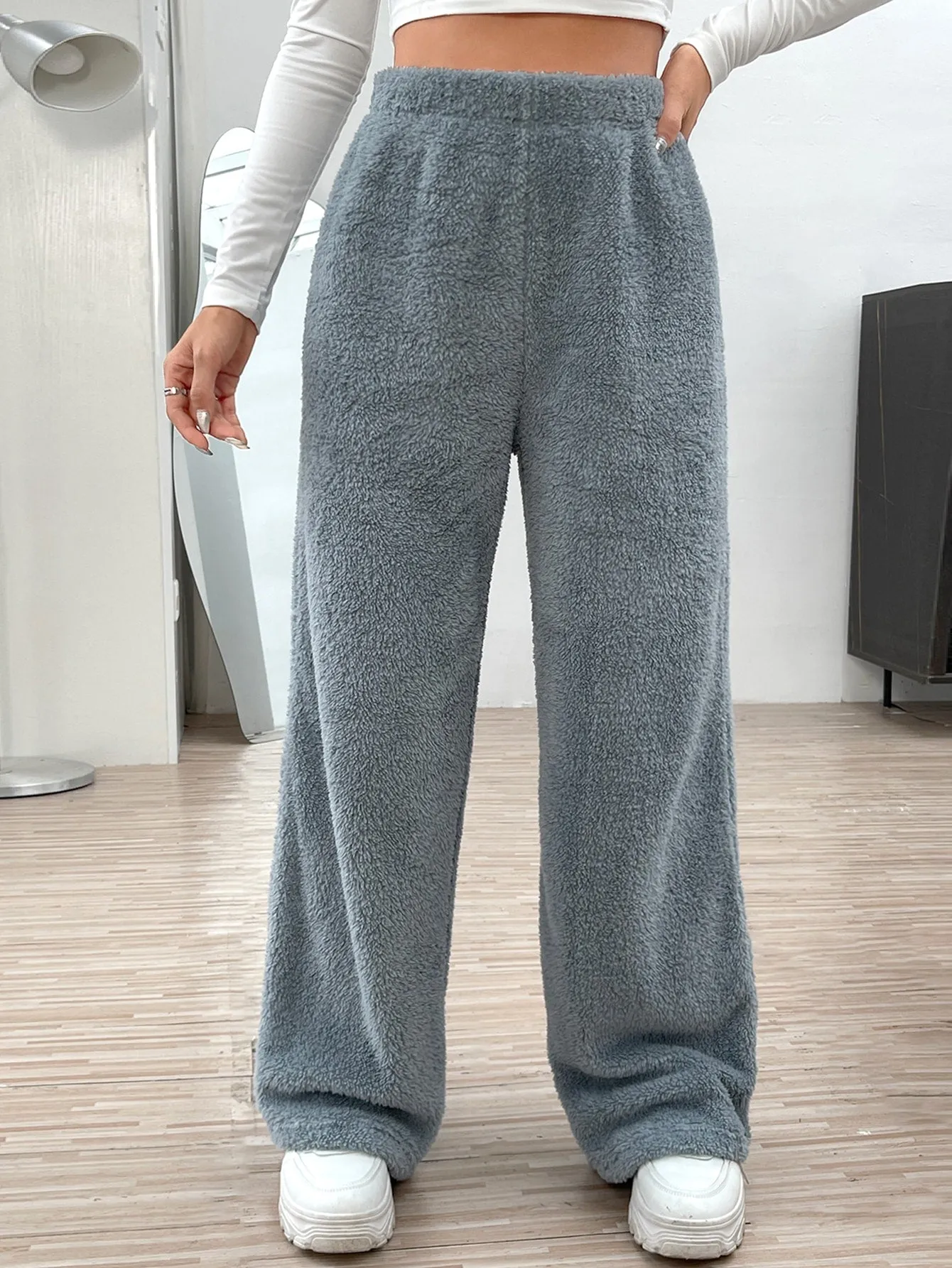 High Waist Flannel Straight Leg Pants FW22