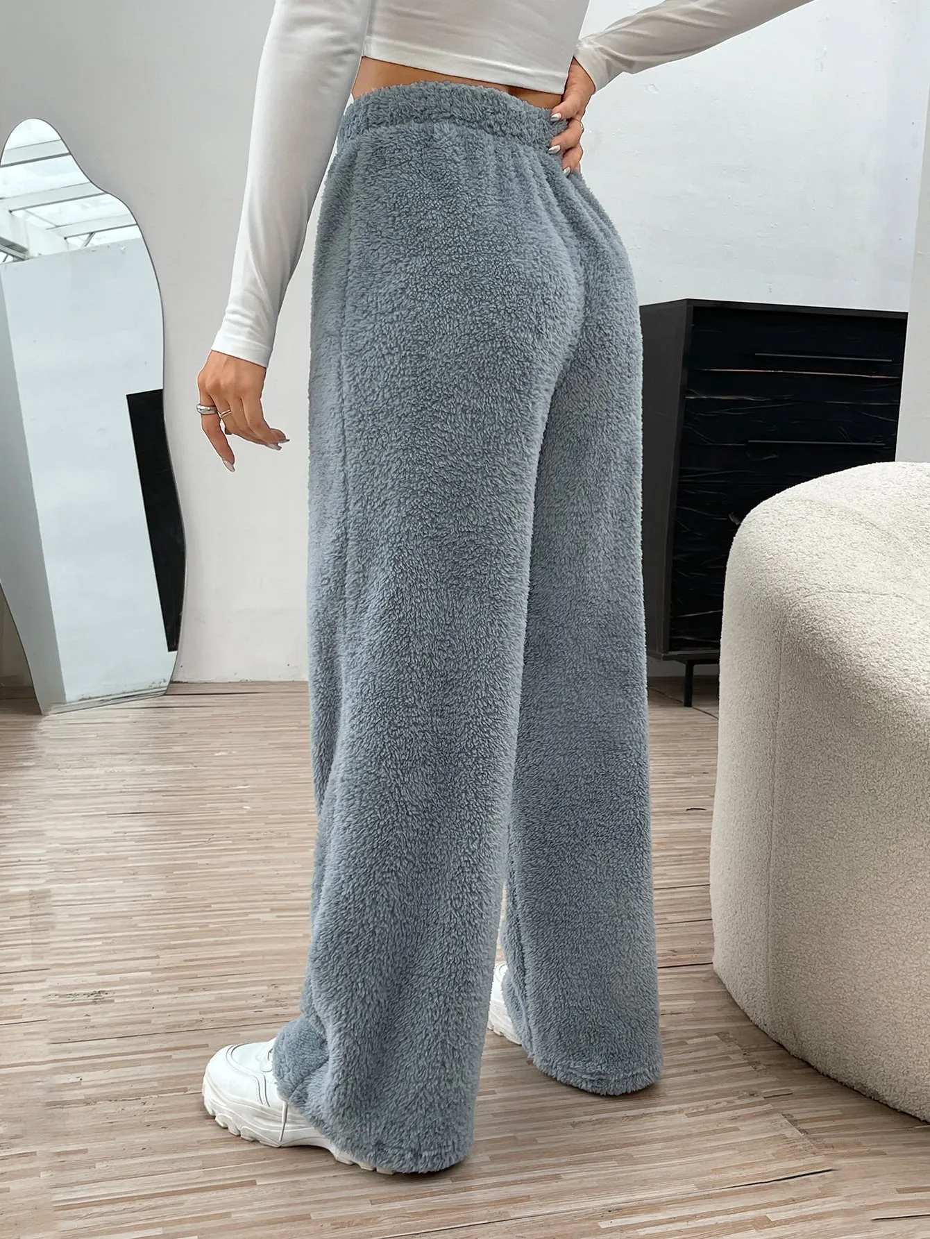 High Waist Flannel Straight Leg Pants FW22
