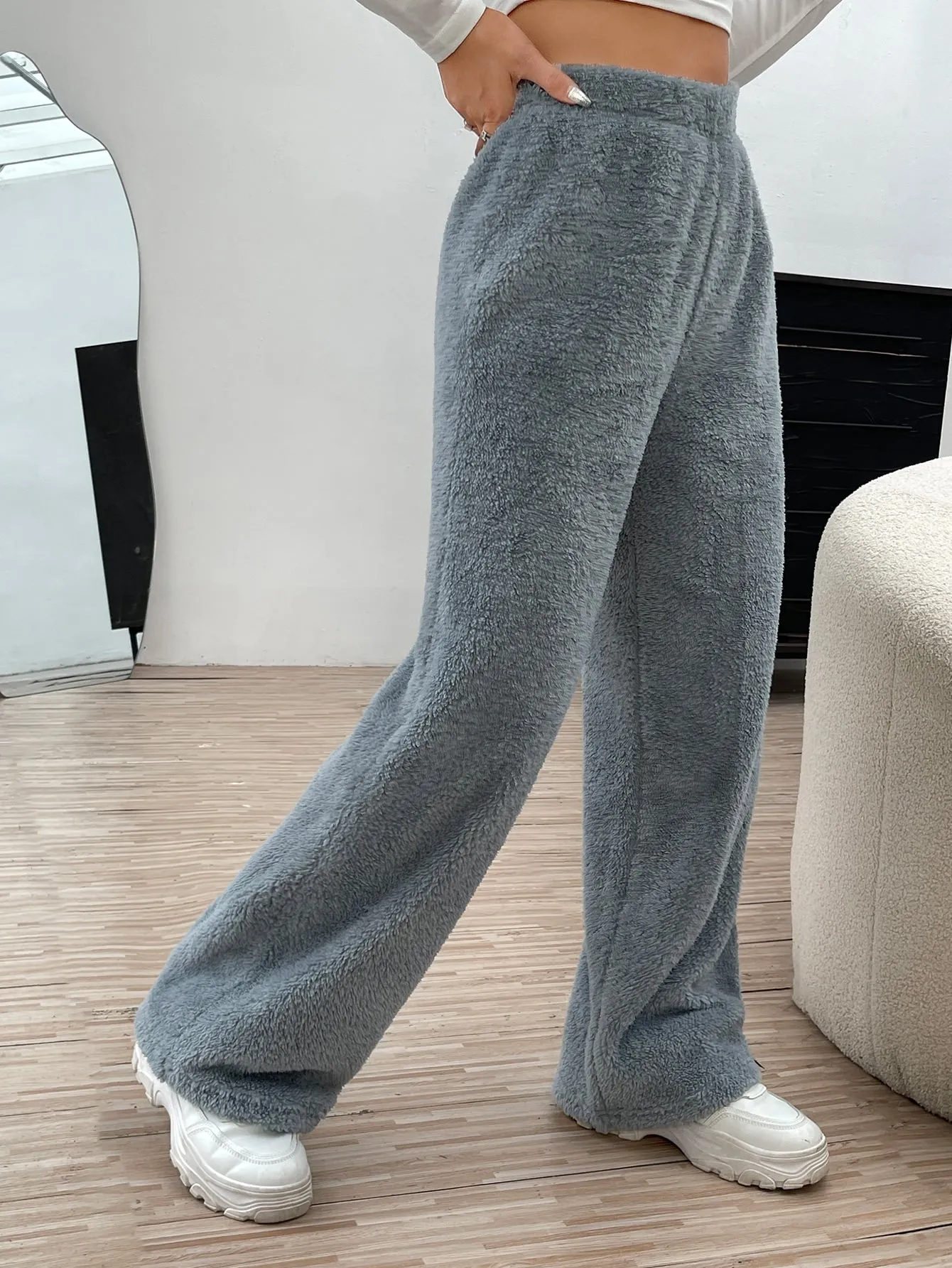 High Waist Flannel Straight Leg Pants FW22
