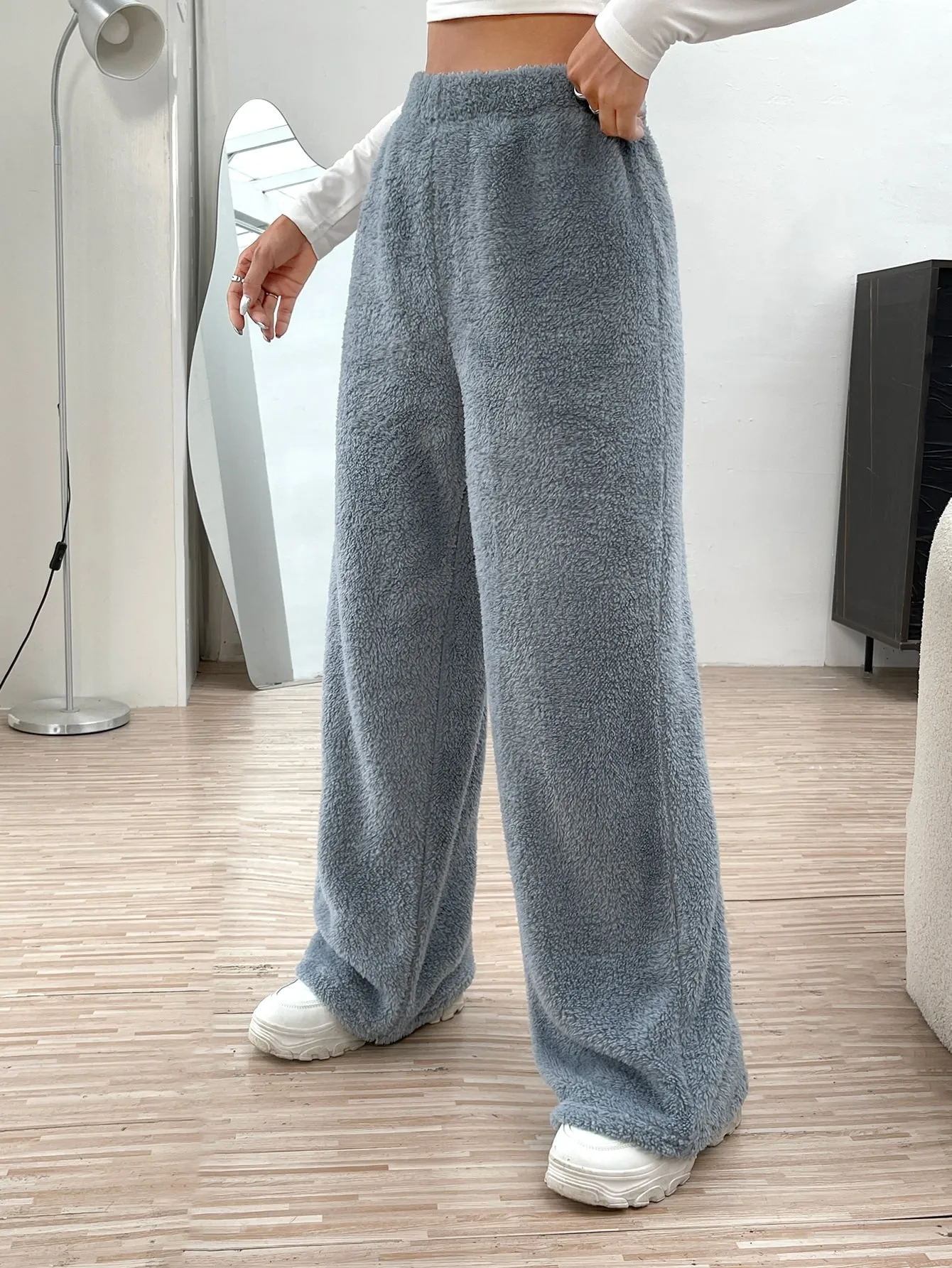 High Waist Flannel Straight Leg Pants FW22