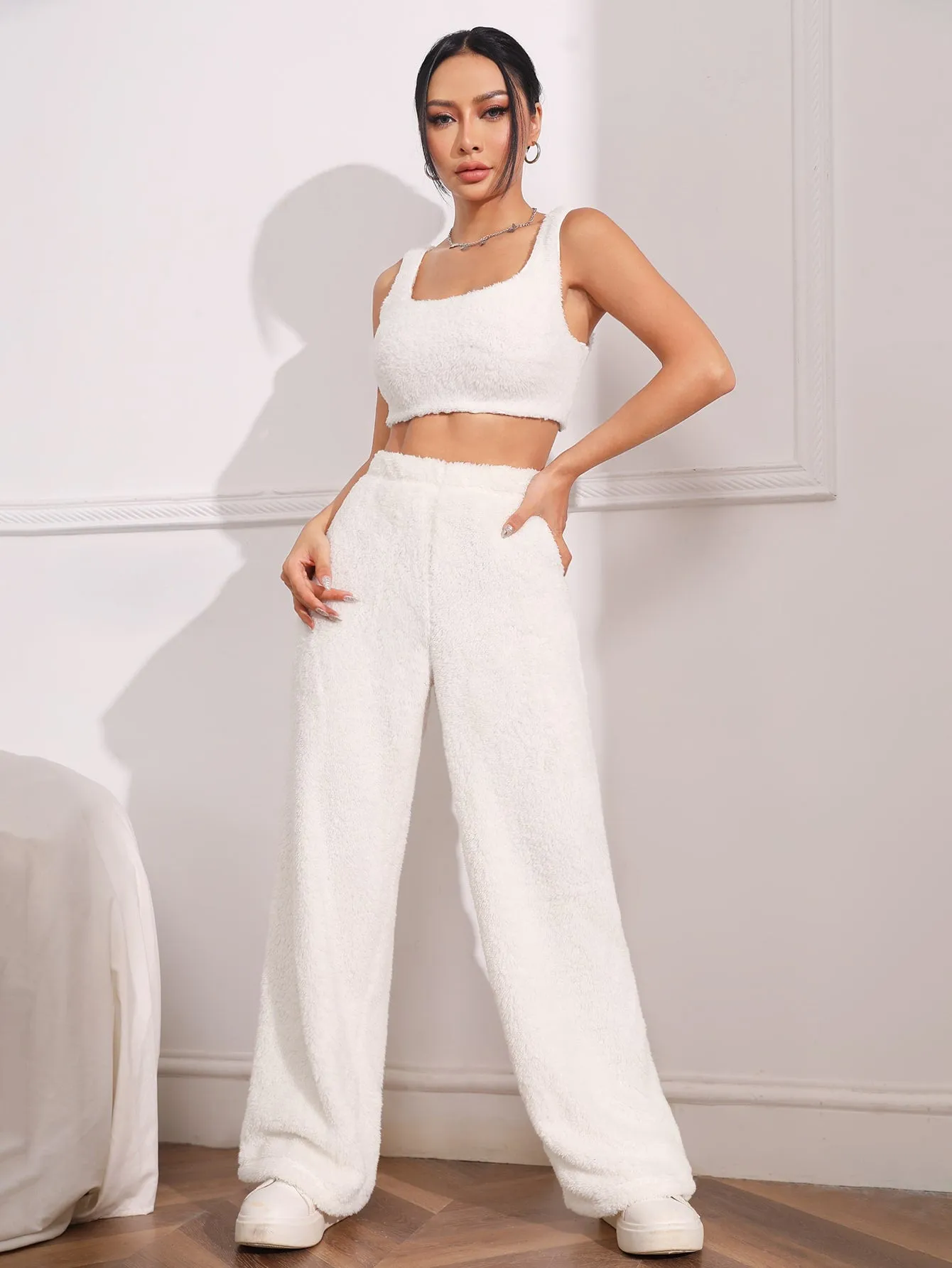 High Waist Flannel Straight Leg Pants FW22