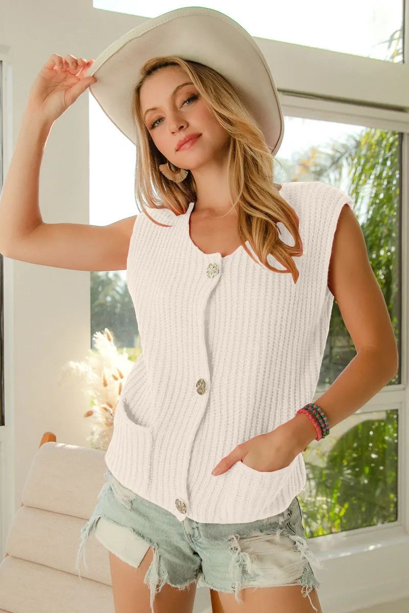 IT4036-01 | SOLID BUTTON DOWN KNITTED VEST