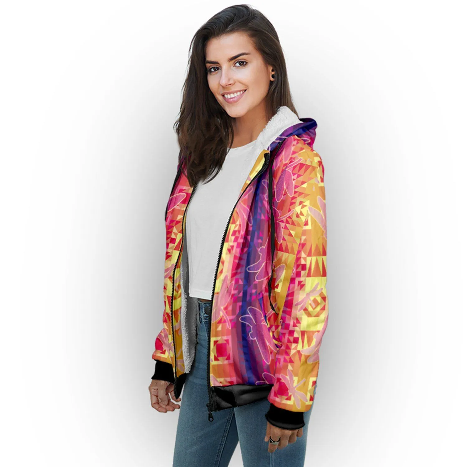 Kaleidoscope Dragonfly Sherpa Hoodie