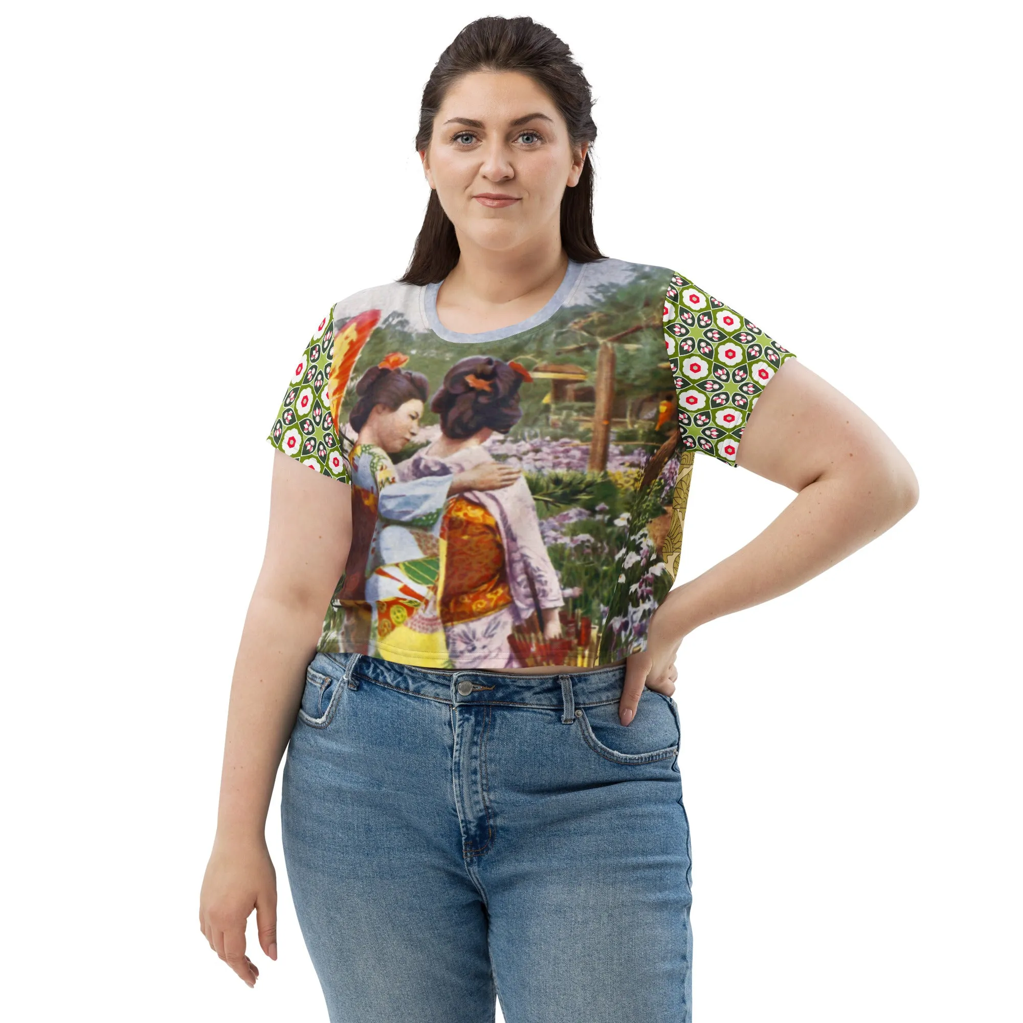 Kyoto Gardens Short Sleeve AOP Crop Tee