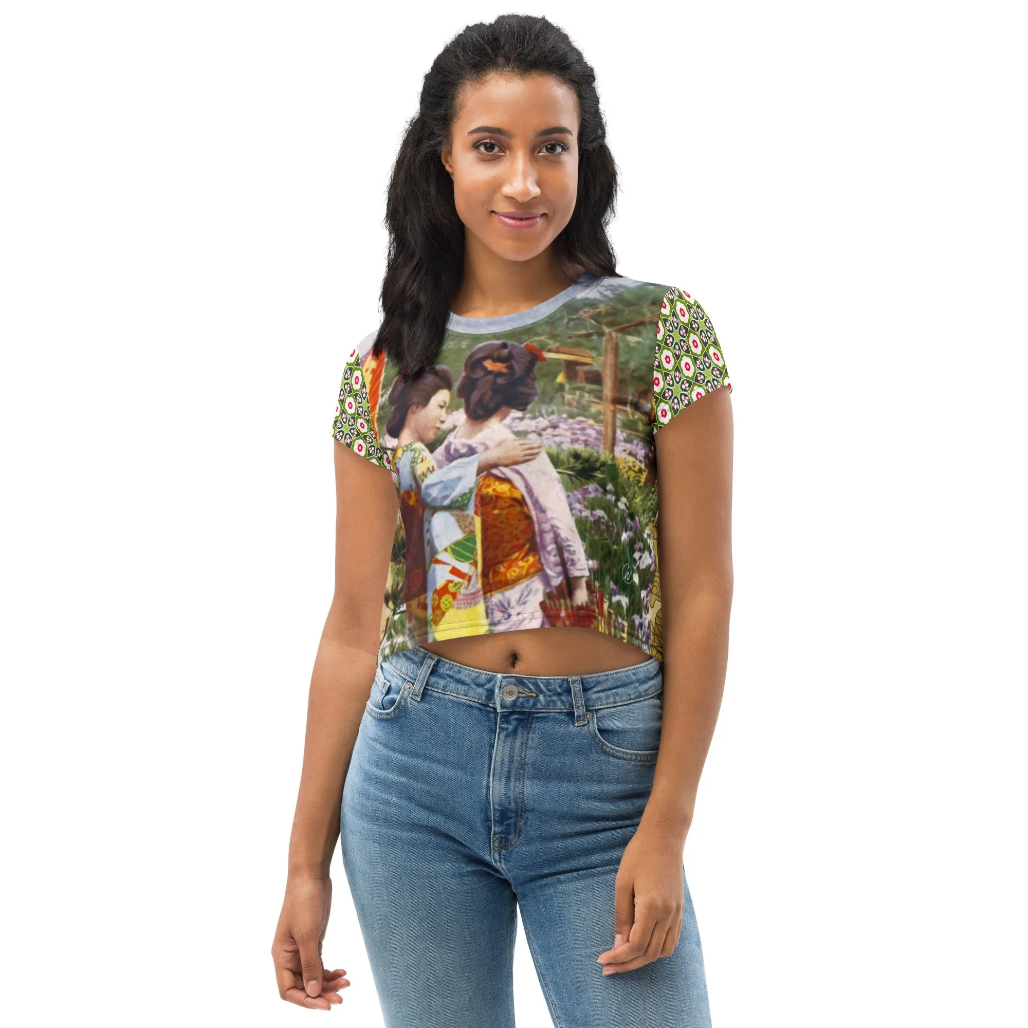 Kyoto Gardens Short Sleeve AOP Crop Tee