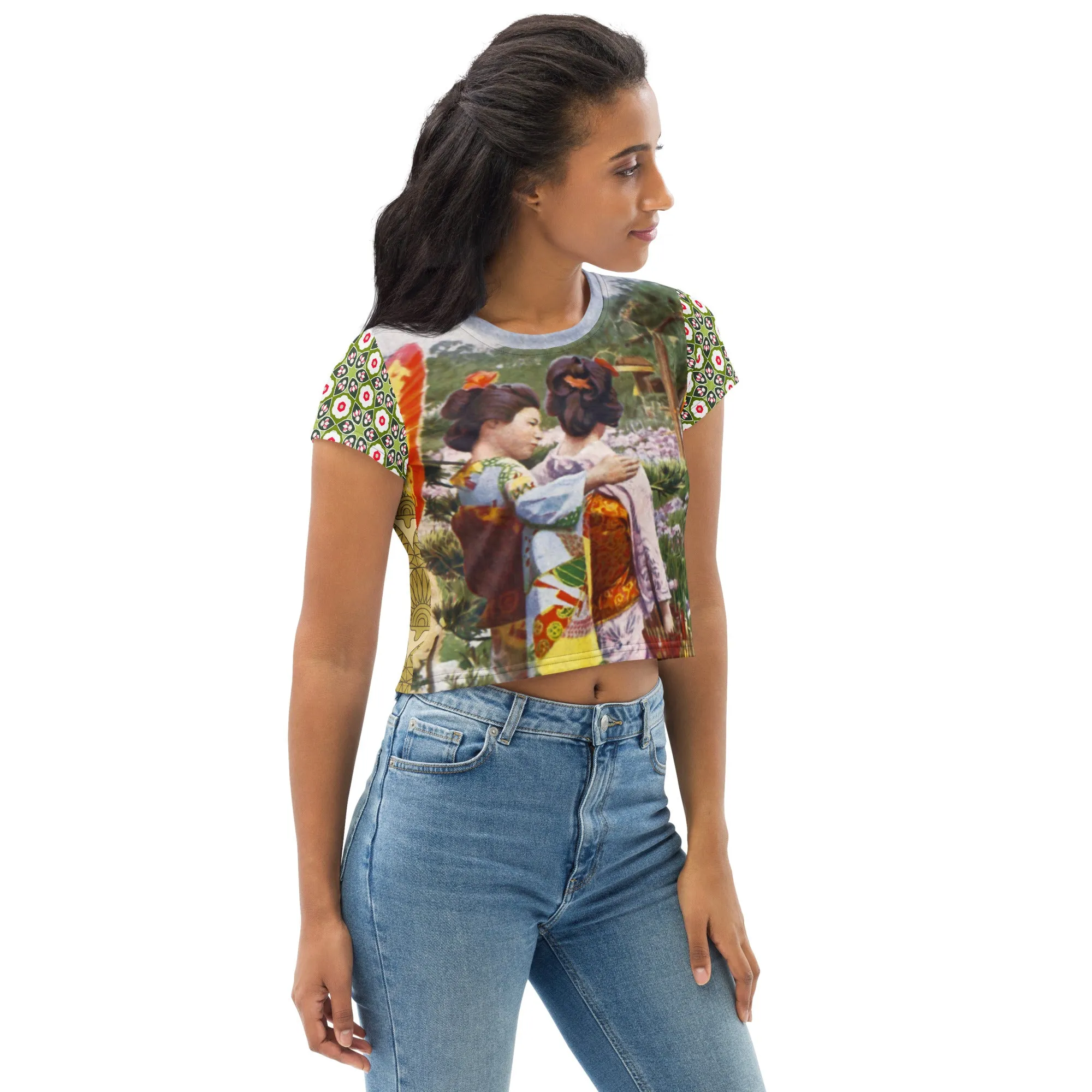 Kyoto Gardens Short Sleeve AOP Crop Tee