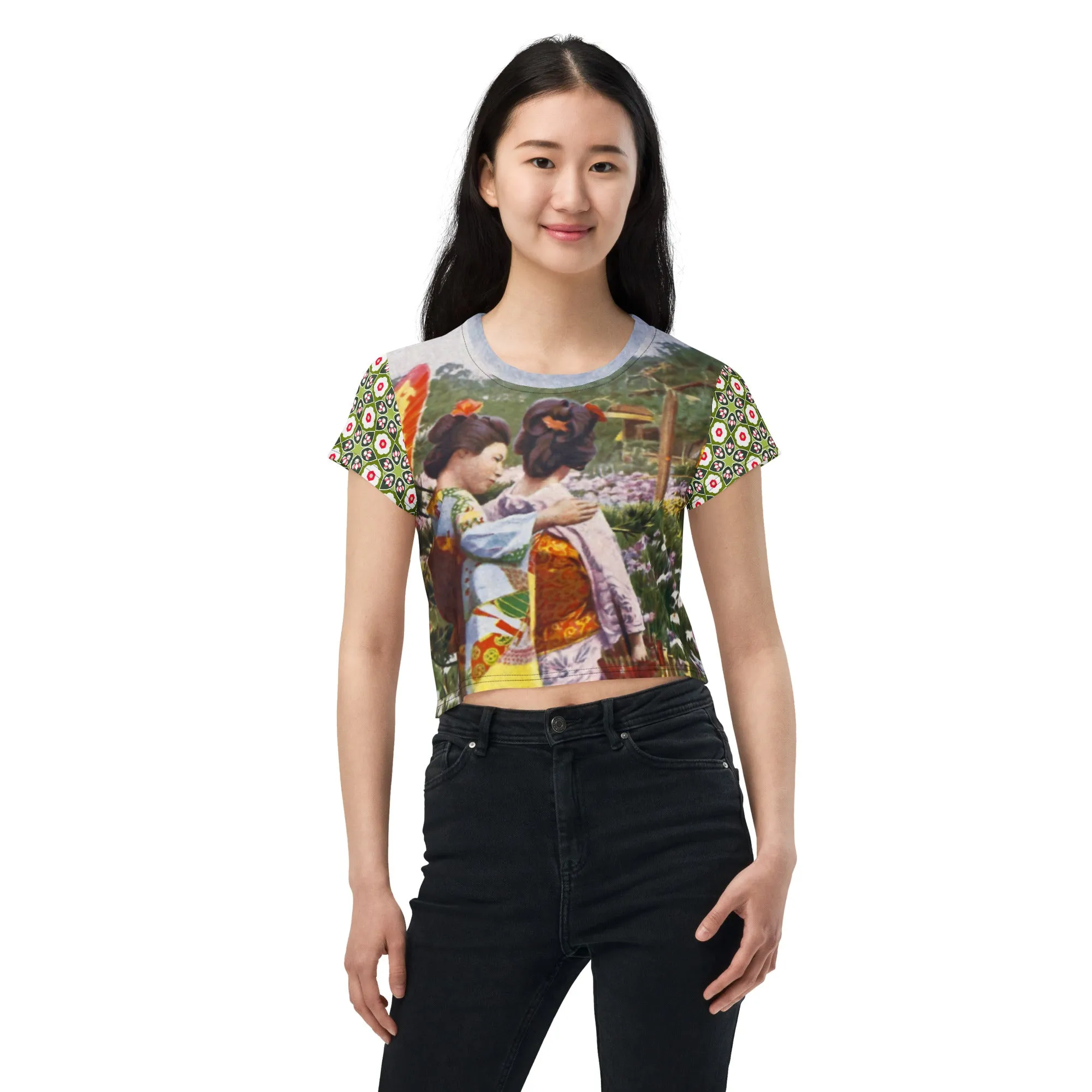Kyoto Gardens Short Sleeve AOP Crop Tee