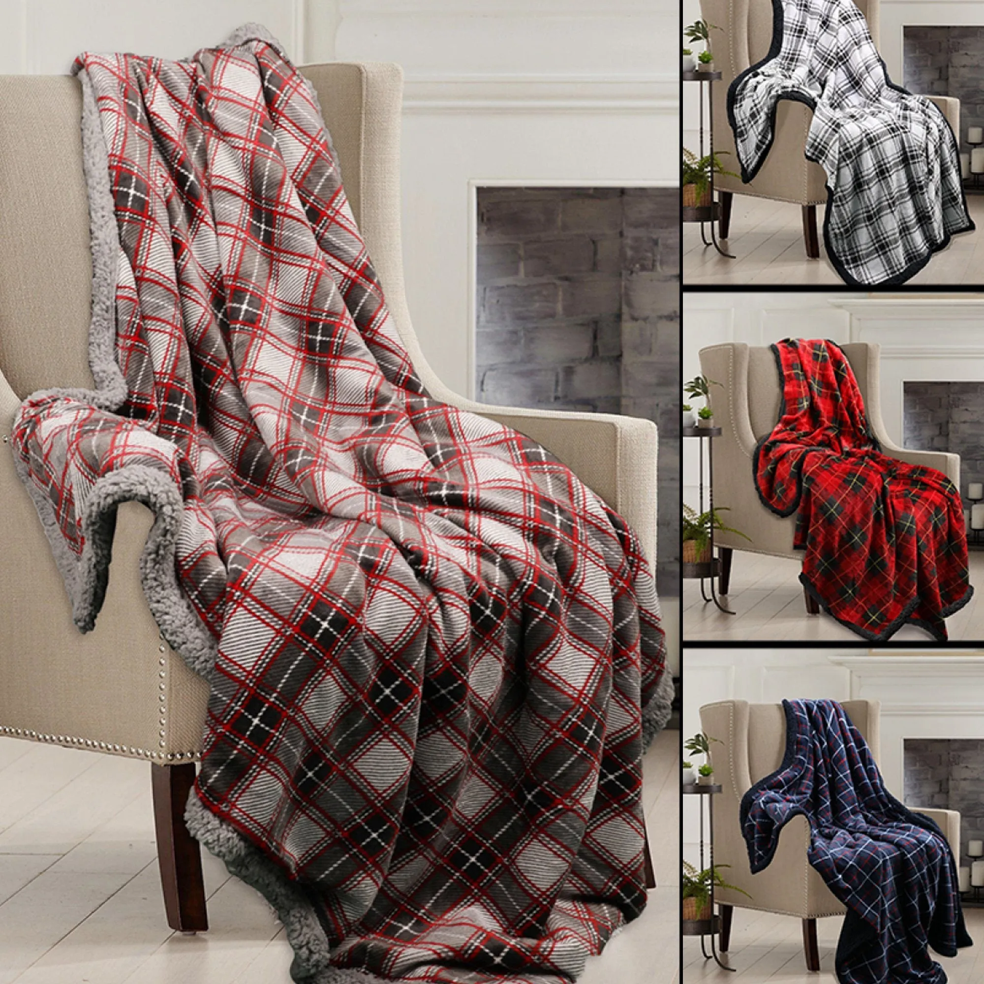 Lauren Taylor - Griffin - Plaid and Sherpa Throw