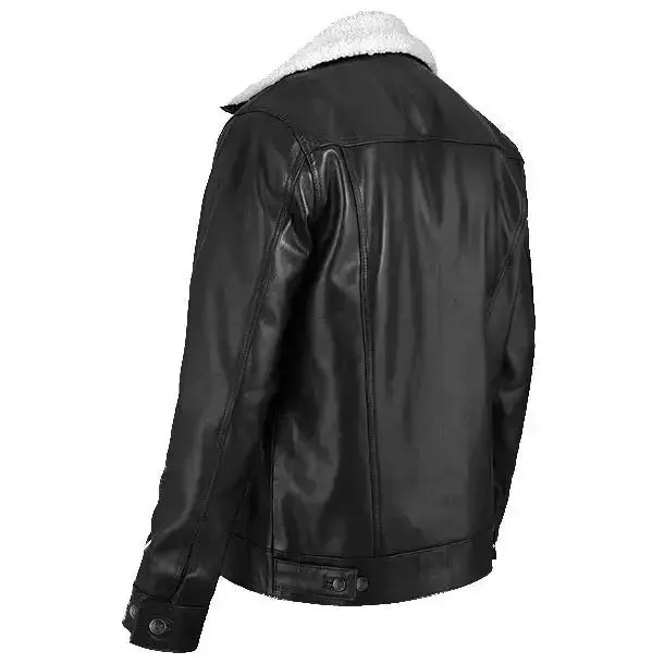 Leather Sherpa Jacket - Fur Leather Jacket