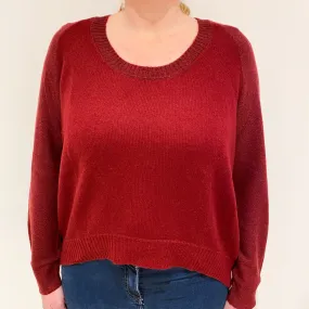 Light Wine Red Cashmere Scoop Neck Jumper Large