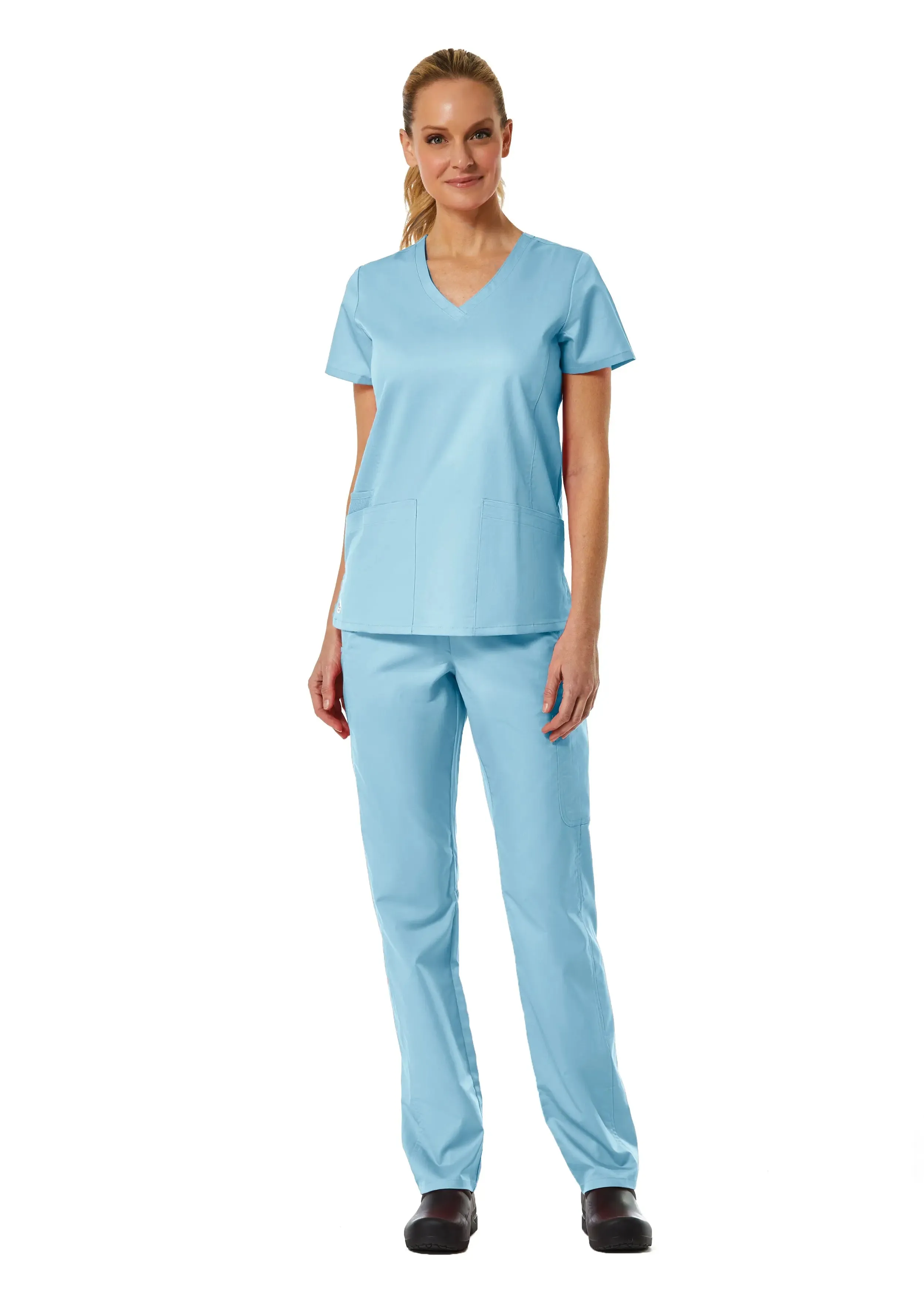 Maevn Back Mesh Panel Shaped V-Neck Top