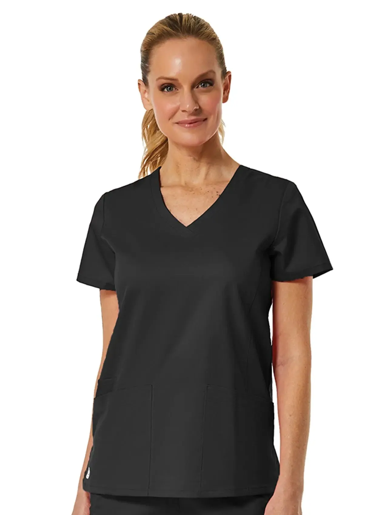 Maevn Back Mesh Panel Shaped V-Neck Top
